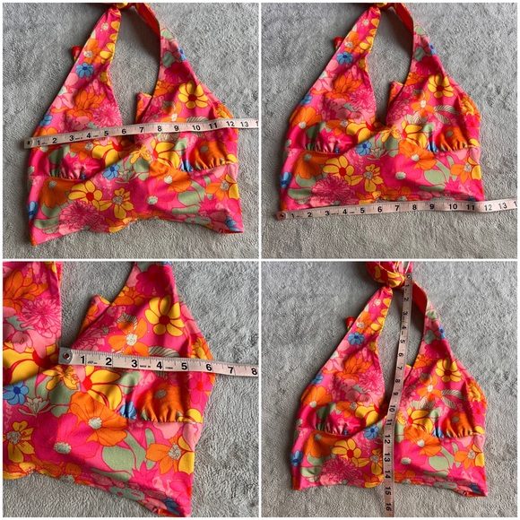 Shein Floral Hippie Retro Bohemian Two-Piece Bell Bottom Halter Crop Top Outfit - Picture 15 of 17